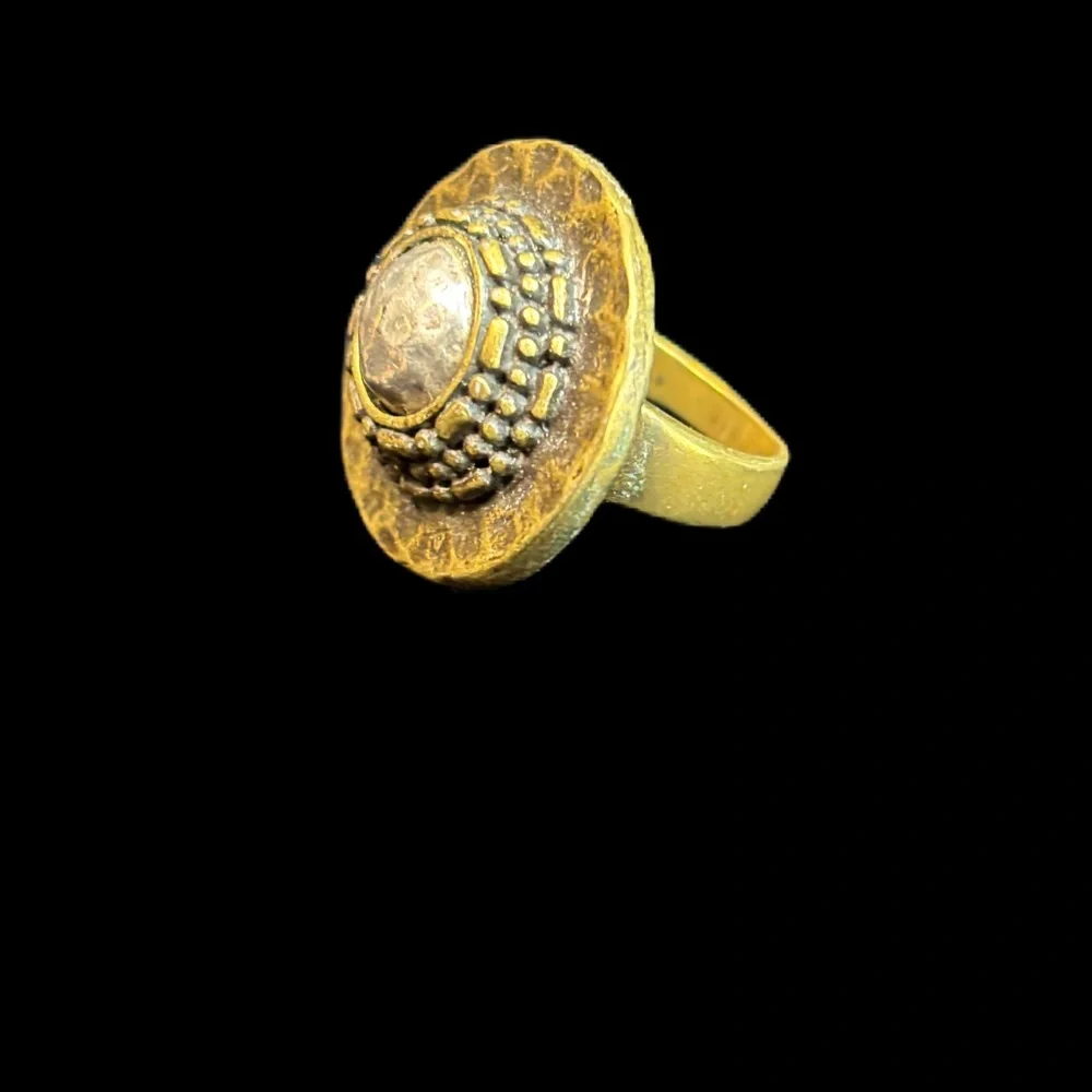VTG Hammered Brass and Silver Ring